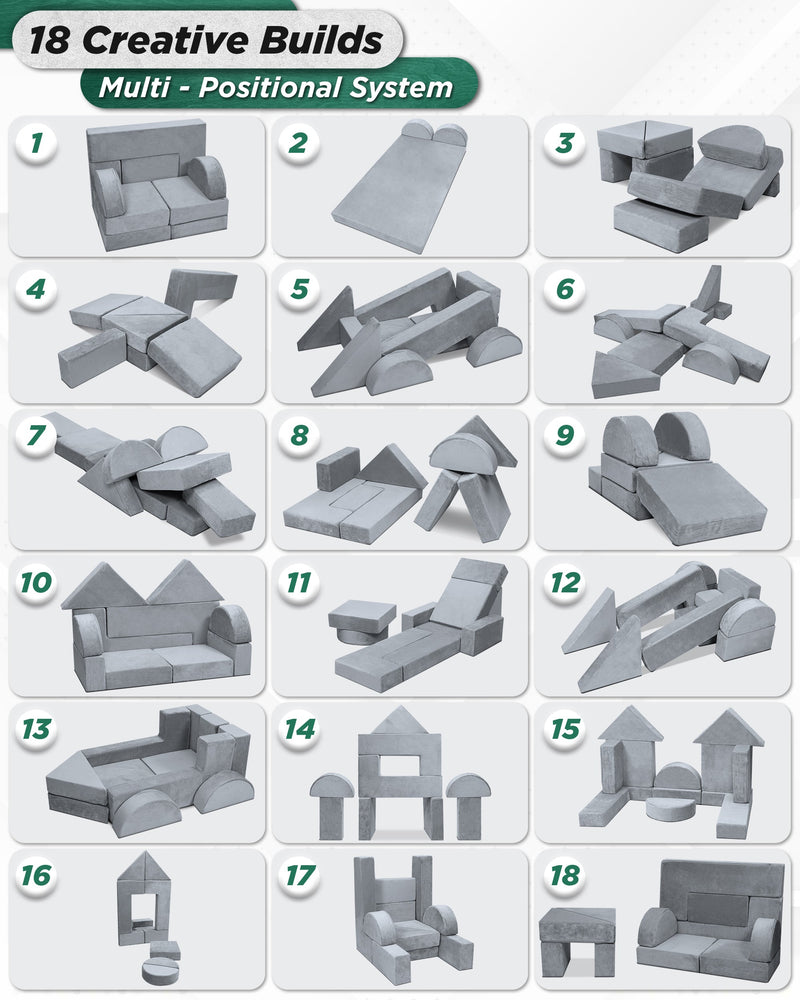 Load image into Gallery viewer, Lunix - LX22 11-Piece Modular Play Couch (Cloud Gray)
