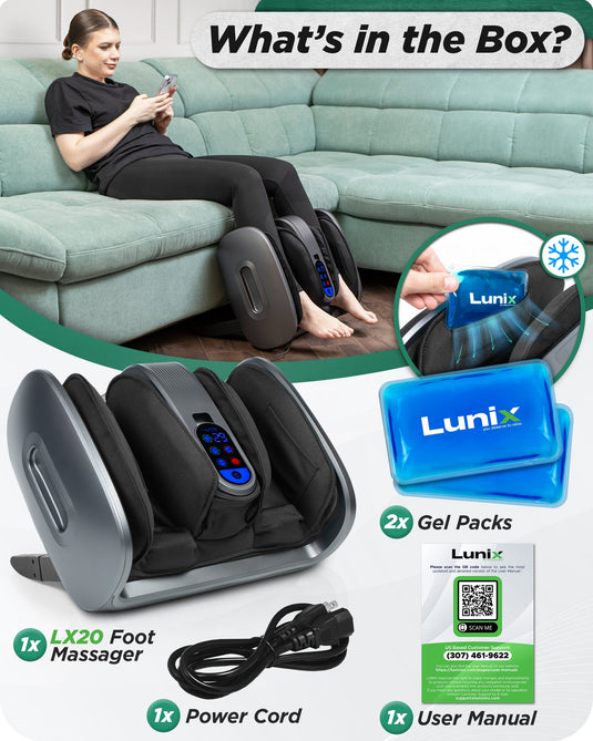Lunix - LX21 Shiatsu Foot and Calf Massager with Remote - Gray