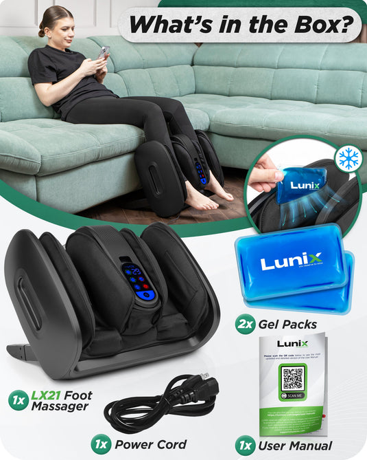 Lunix - LX21 Shiatsu Foot and Calf Massager with Remote - Black