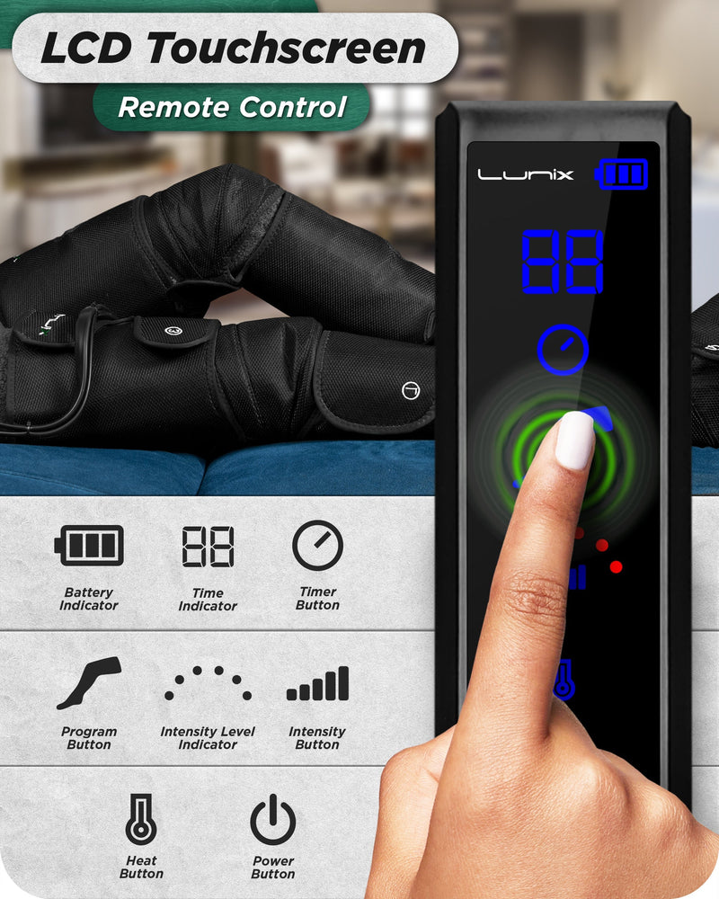 Load image into Gallery viewer, Lunix - LX10 FULL LEG COMPRESSION MASSAGER, WITH HOT/COLD PACK BLACK
