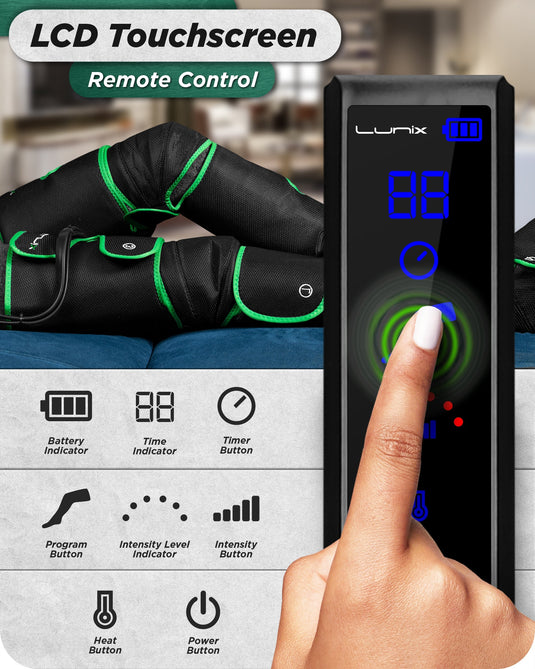 Lunix - LX10 FULL LEG COMPRESSION MASSAGER, WITH HOT/COLD PACK GREEN