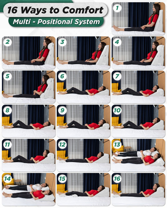 Lunix - LX8 2-LAYER ORTHOPEDIC WEDGE PILLOW SET, WITH HOT COLD PACK WHITE