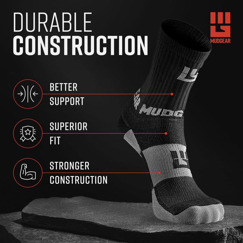 Load image into Gallery viewer, Mudgear - Performance Hiking/Trekking Sock - Black/Gray (2 Pair Pack)
