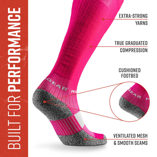 Mudgear - Tall Compression Socks (Pink/Gray)