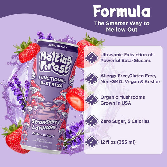 Melting Forest - Mushroom D-Stress Drink 12 Pack - Strawberry Lavender