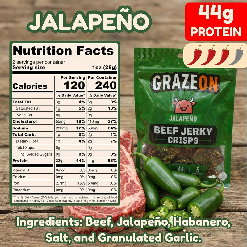 Load image into Gallery viewer, GrazeOn - Christmas Red + Green Chile Beef Crisps (2 oz) - Protein Snack
