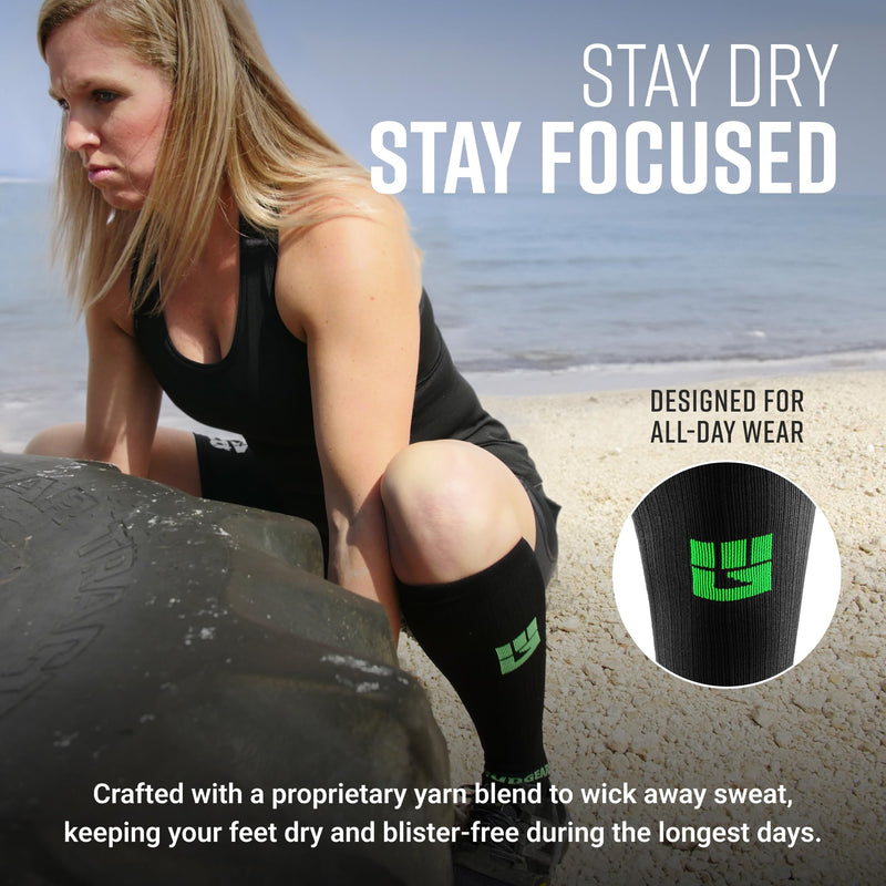 Load image into Gallery viewer, Mudgear - Tall Compression Socks (Black/Green)
