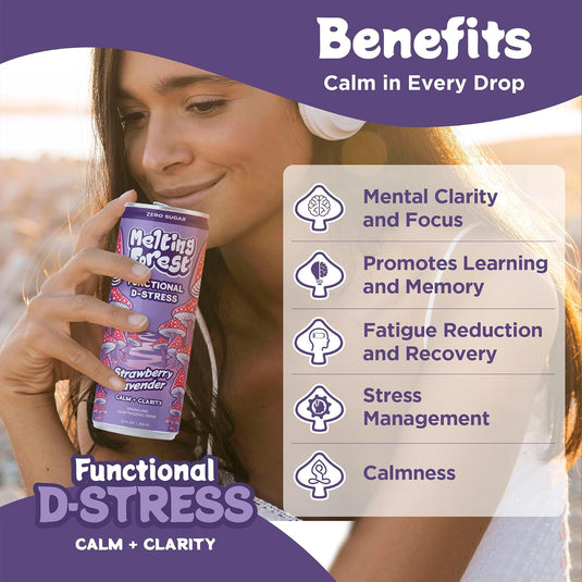 Melting Forest - Mushroom D-Stress Drink 12 Pack - Strawberry Lavender
