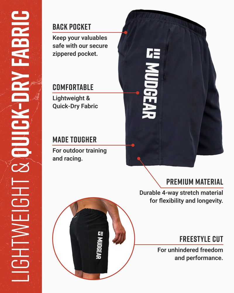 Load image into Gallery viewer, Mudgear - Men&#39;s Freestyle Running Shorts (Black)
