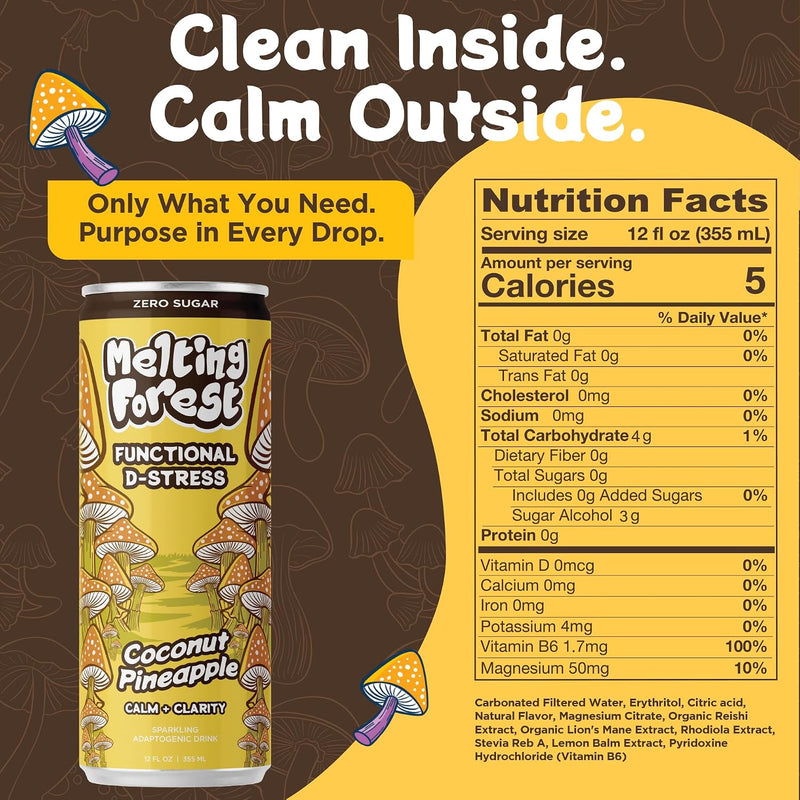 Load image into Gallery viewer, Melting Forest - Mushroom D-Stress Drink 12 Pack - Coconut Pineapple

