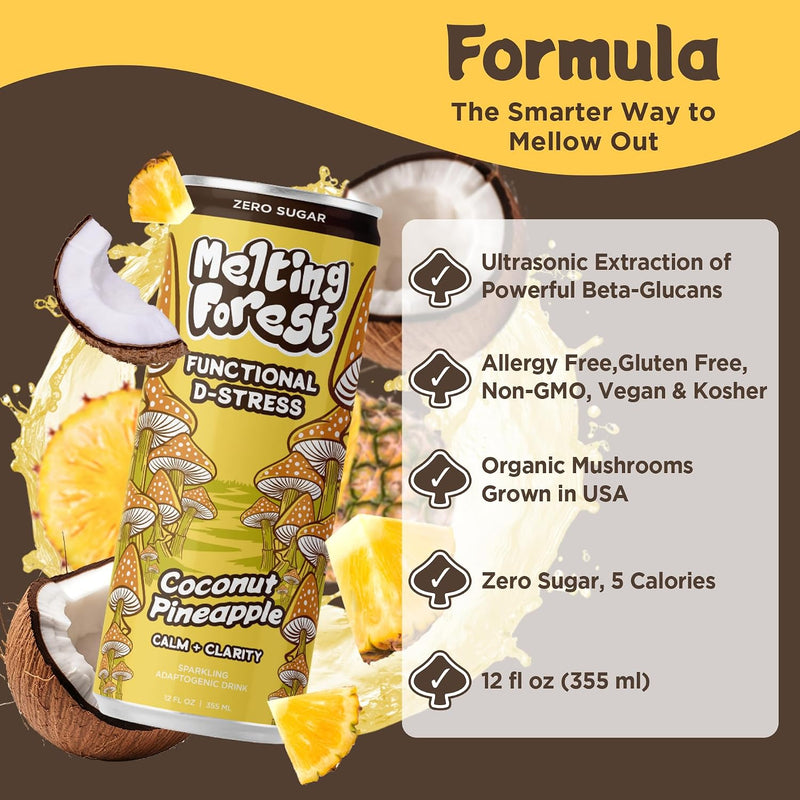 Load image into Gallery viewer, Melting Forest - Mushroom D-Stress Drink 12 Pack - Coconut Pineapple
