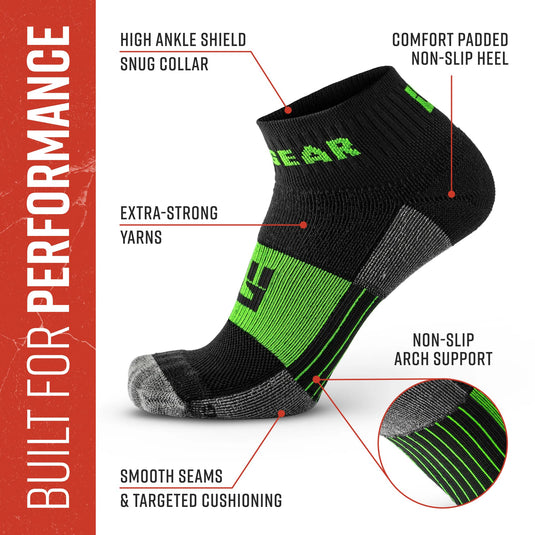 Mudgear - Quarter (¼) Crew Socks - Gray/Green (2 pair pack)