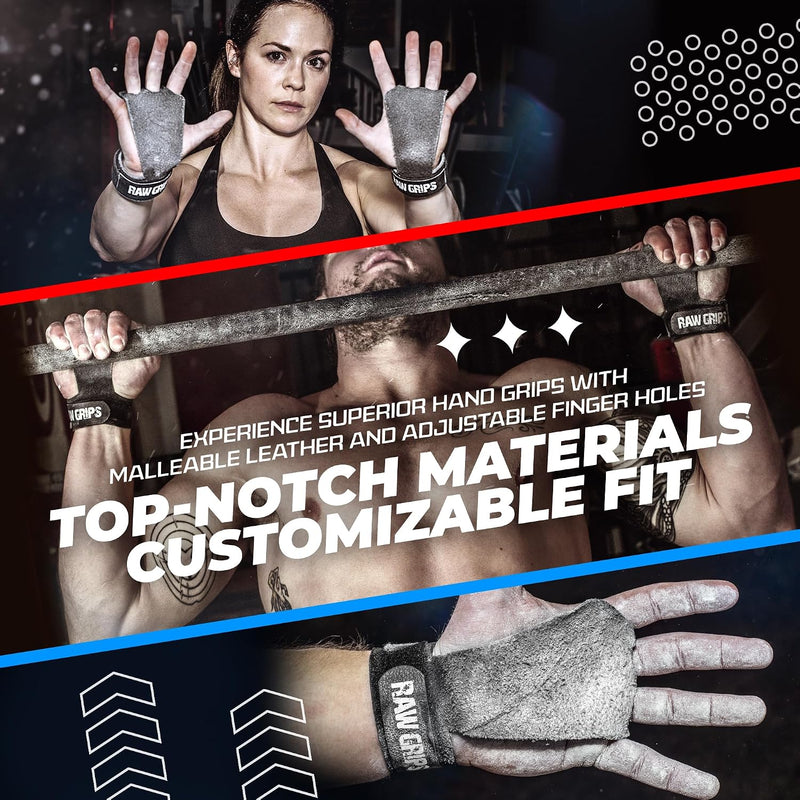 Load image into Gallery viewer, JerkFit - Raw Grips 3.0, Premium Leather Crossfit Gymnastic Grips - Hand Grips
