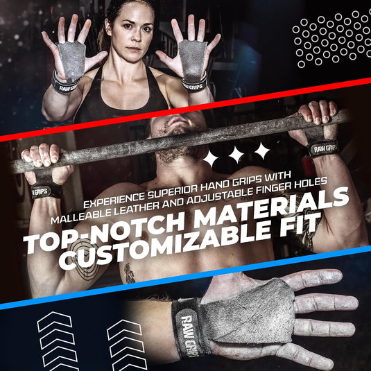 JerkFit - Raw Grips 3.0, Premium Leather Crossfit Gymnastic Grips - Hand Grips