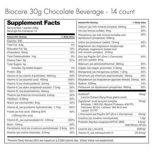 Biocare - 30G Protein Chocolate (14-Servings) - Protein Supplements