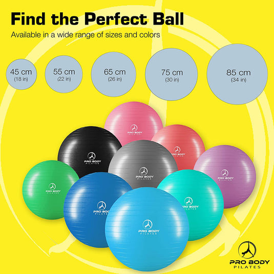 ProBody Pilates - Yoga Ball for Pregnancy, Fitness, Balance, Workout at Home, Office and Physical Therapy (Teal)