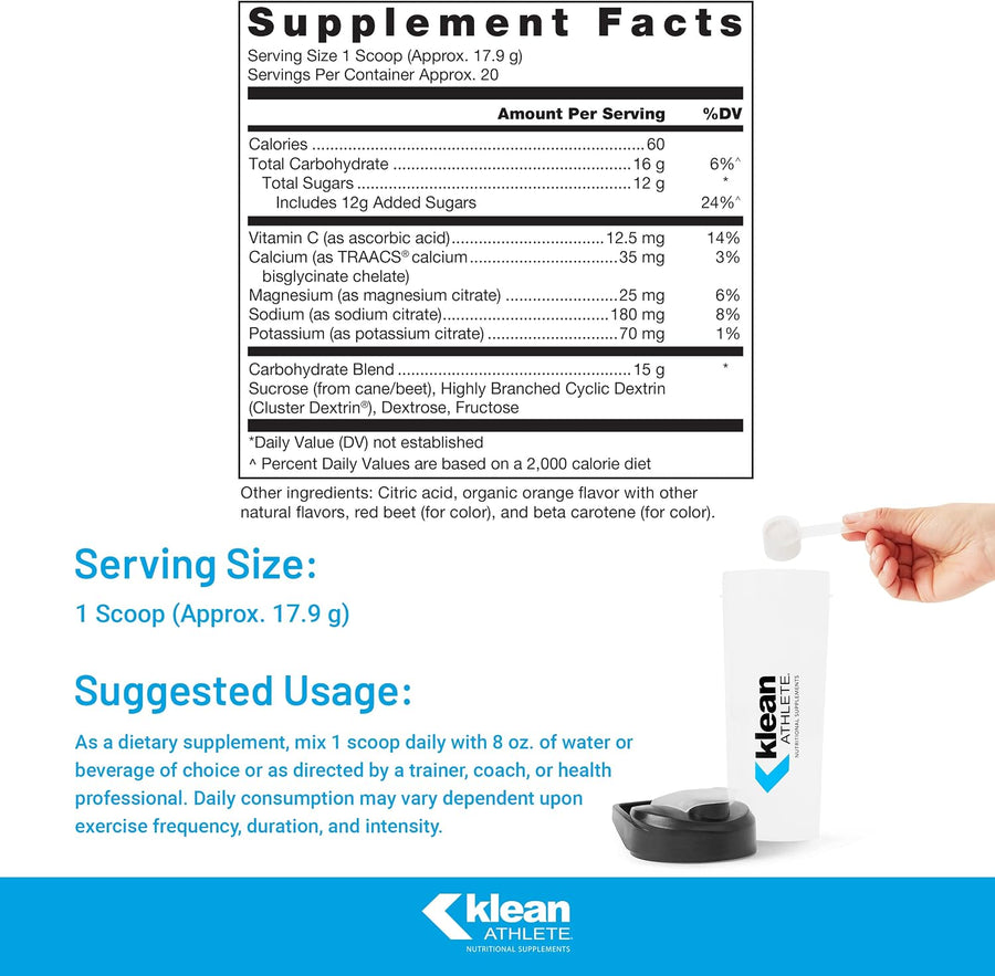 Klean Athlete - Klean Hydration nutrition facts label