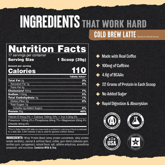 Animal Whey Cold Brew Latte - Protein Supplements