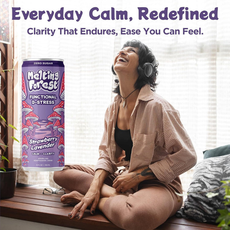 Load image into Gallery viewer, Melting Forest - Mushroom D-Stress Drink 12 Pack - Strawberry Lavender
