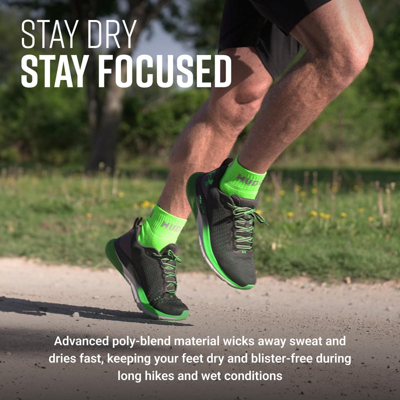 Load image into Gallery viewer, MudGear - Quarter Crew Trail Socks (Neon Green, 2-Pair Pack)

