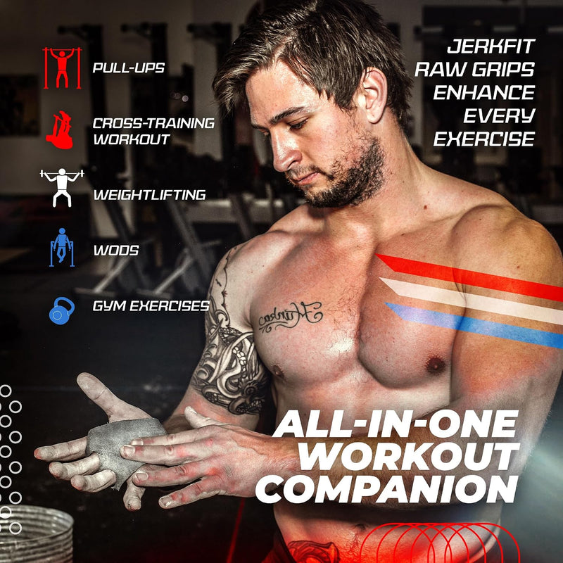 Load image into Gallery viewer, JerkFit - Raw Grips 3.0, Premium Leather Crossfit Gymnastic Grips - Hand Grips
