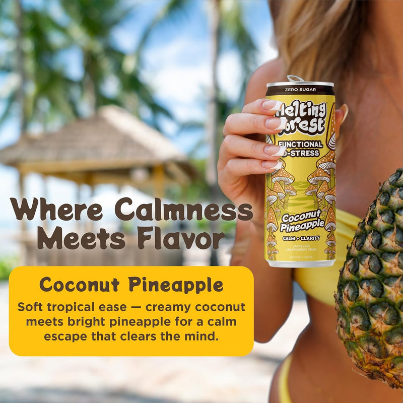 Load image into Gallery viewer, Melting Forest - Mushroom D-Stress Drink 12 Pack - Coconut Pineapple
