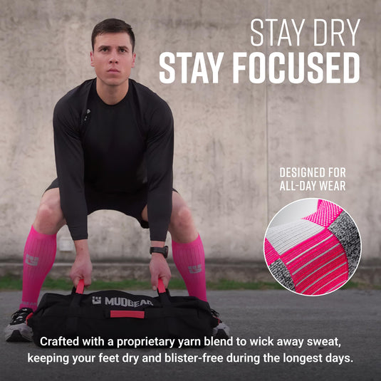 Mudgear - Tall Compression Socks (Pink/Gray)