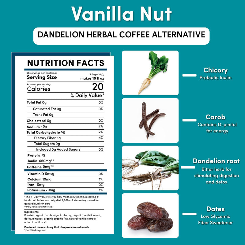 Load image into Gallery viewer, Teeccino - Dandelion Vanilla Nut Herbal Coffee

