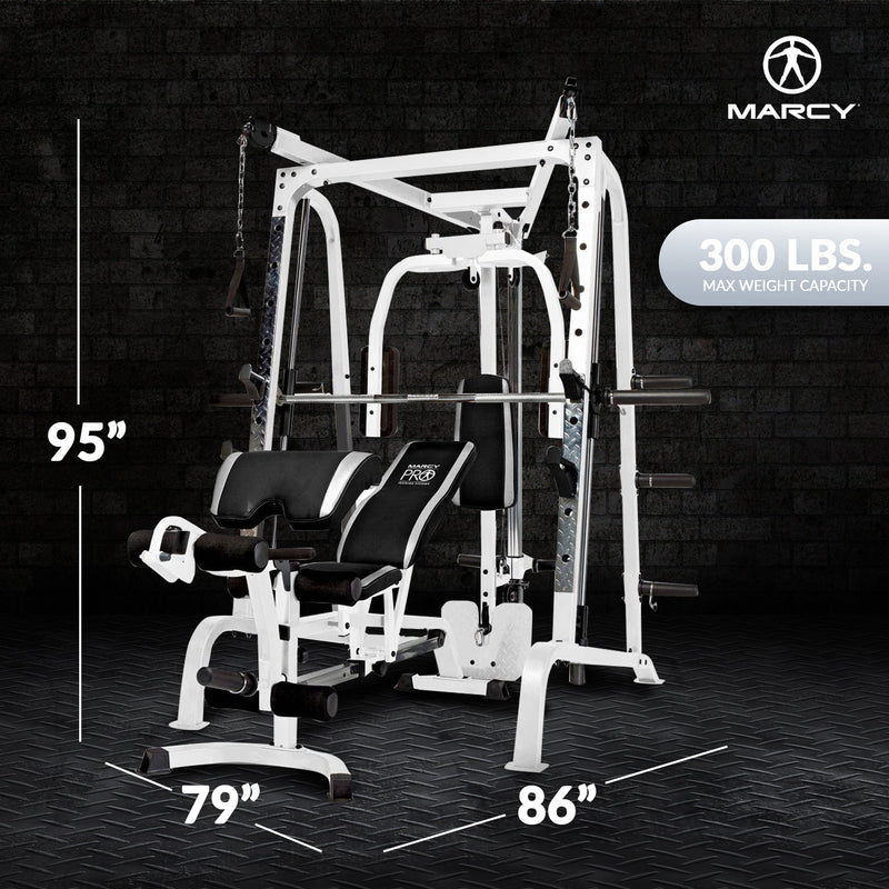Load image into Gallery viewer, Marcy Pro Smith Cage Workout Machine Total Body Training Home Gym System, White
