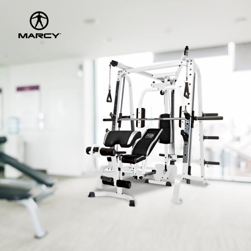 Load image into Gallery viewer, Marcy Pro Smith Cage Workout Machine Total Body Training Home Gym System, White
