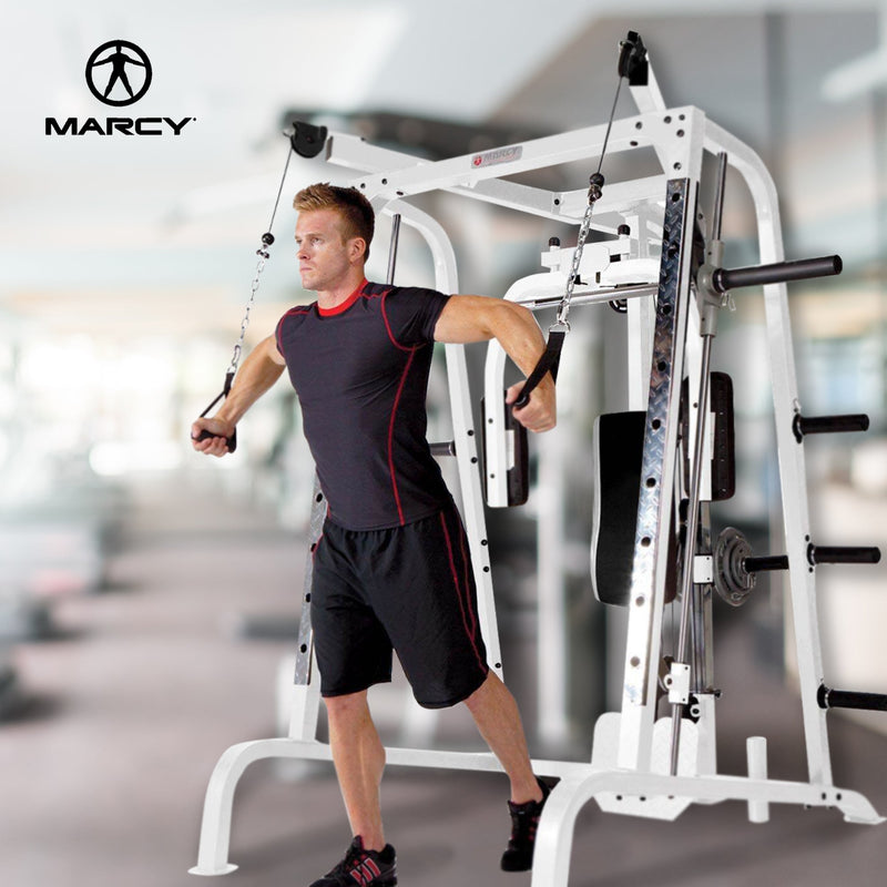 Load image into Gallery viewer, Marcy Pro Smith Cage Workout Machine Total Body Training Home Gym System, White
