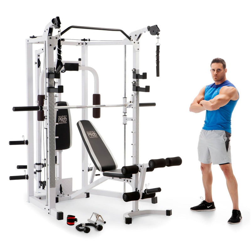 Load image into Gallery viewer, Marcy 5276 Combo Smith Heavy-Duty Total Body Strength Home Gym Machine, White

