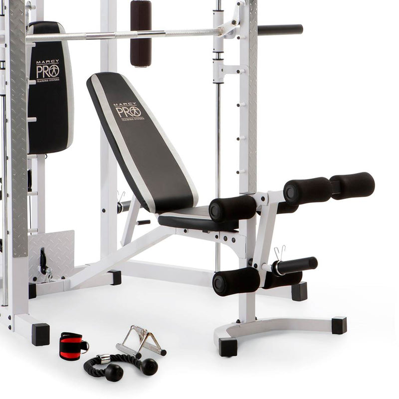 Load image into Gallery viewer, Marcy 5276 Combo Smith Heavy-Duty Total Body Strength Home Gym Machine, White
