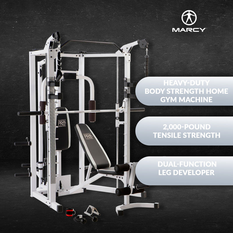 Load image into Gallery viewer, Marcy 5276 Combo Smith Heavy-Duty Total Body Strength Home Gym Machine, White
