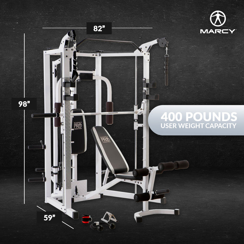 Load image into Gallery viewer, Marcy 5276 Combo Smith Heavy-Duty Total Body Strength Home Gym Machine, White
