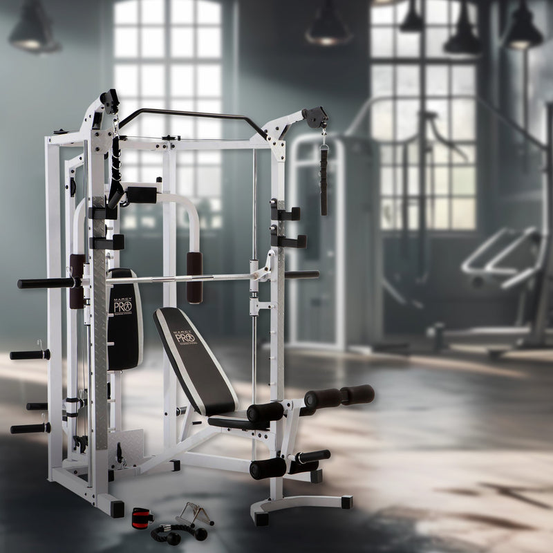 Load image into Gallery viewer, Marcy 5276 Combo Smith Heavy-Duty Total Body Strength Home Gym Machine, White

