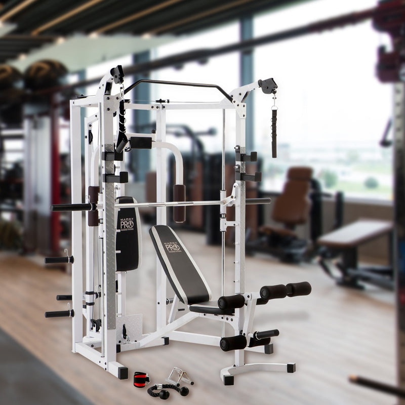 Load image into Gallery viewer, Marcy 5276 Combo Smith Heavy-Duty Total Body Strength Home Gym Machine, White

