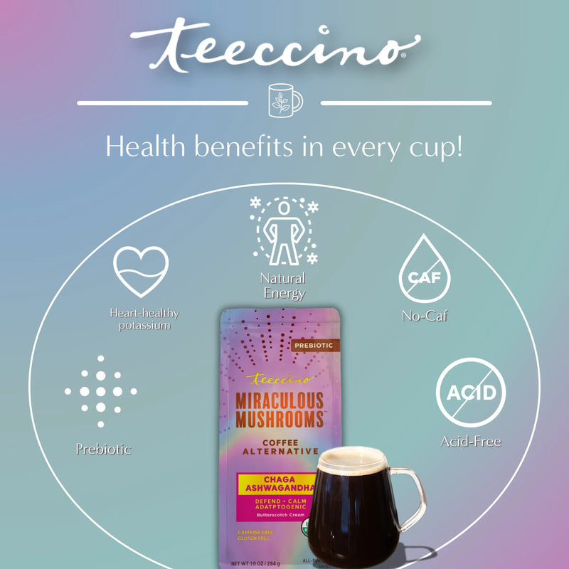 Load image into Gallery viewer, Teeccino - Chaga Ashwagandha Butterscotch Cream Mushroom Herbal Coffee
