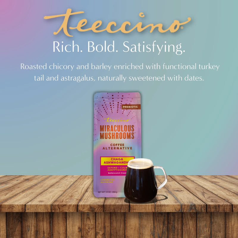 Load image into Gallery viewer, Teeccino - Chaga Ashwagandha Butterscotch Cream Mushroom Herbal Coffee
