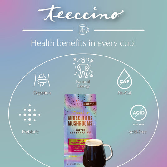 Teeccino - Chaga Ashwagandha Butterscotch Cream Mushroom Herbal Coffee