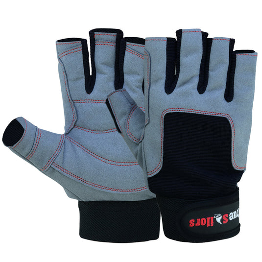MRX - Sailing Gloves All Cut Fingers Blue Grey Kayaking Watersports - Gray / Black / XXL