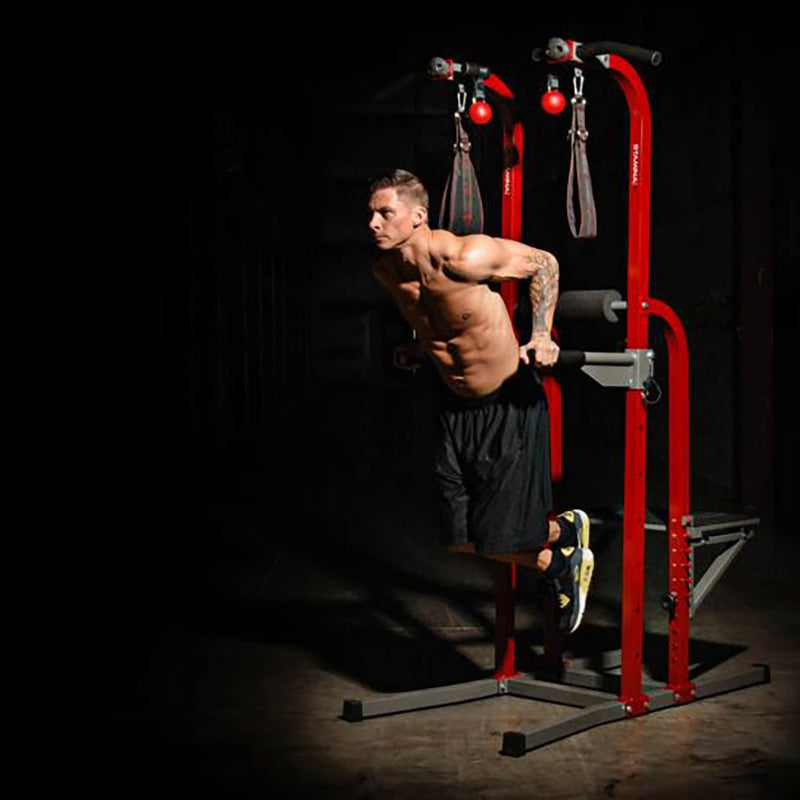Load image into Gallery viewer, Stamina X Fortress Power Tower Home Gym Pull Up Fitness Workout Station, Red

