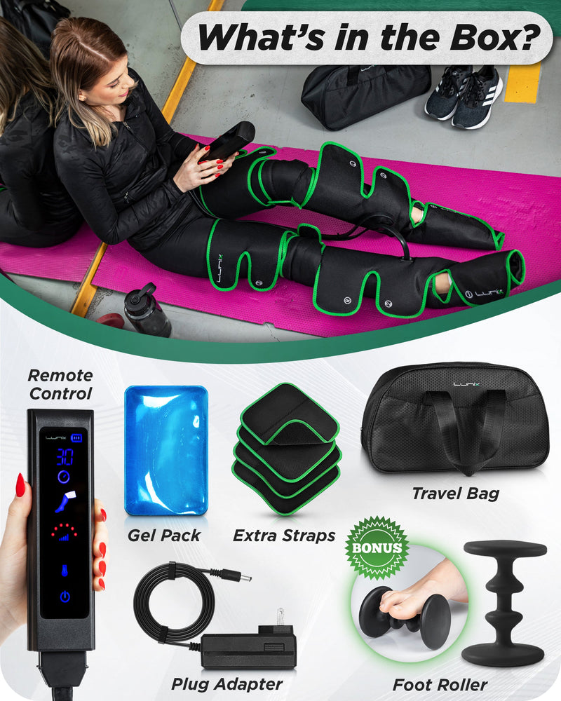 Load image into Gallery viewer, Lunix - LX10 FULL LEG COMPRESSION MASSAGER, WITH HOT/COLD PACK GREEN
