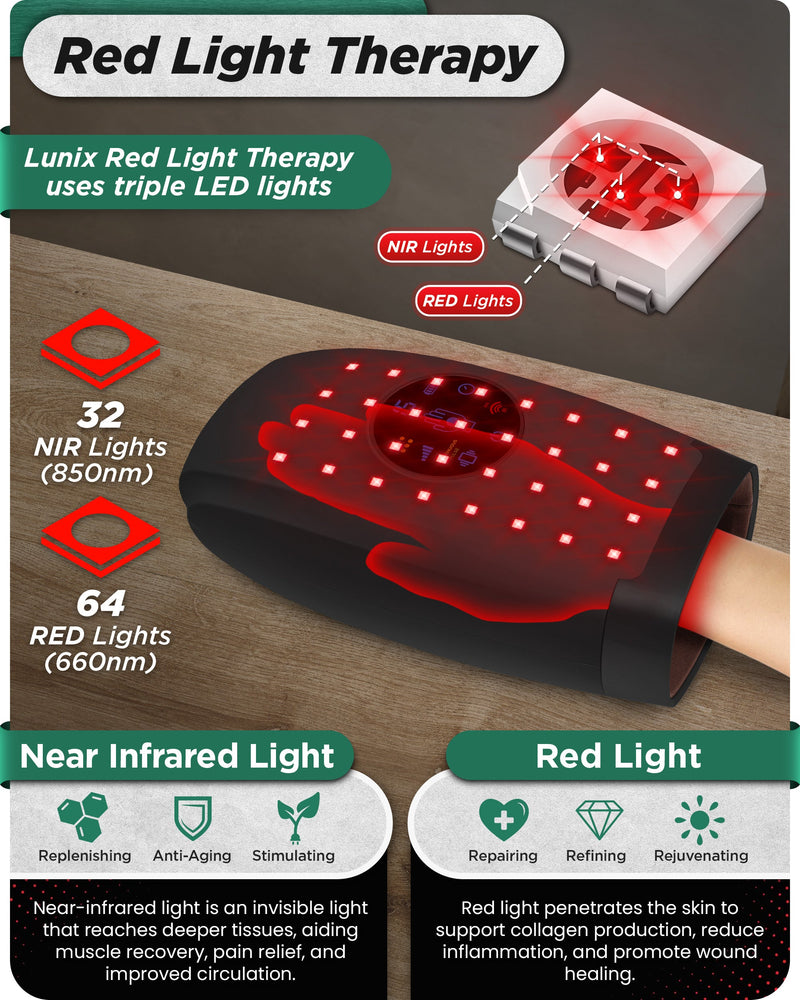 Load image into Gallery viewer, Lunix - LX37 Hand Massager with LCD Touchscreen + Red Light Therapy (Charcoal Black)
