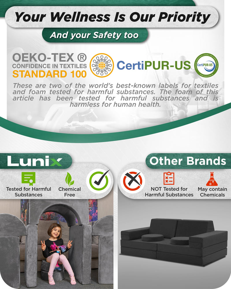 Load image into Gallery viewer, Lunix - LX15 14-Piece Modular Play Couch (Granite Gray)
