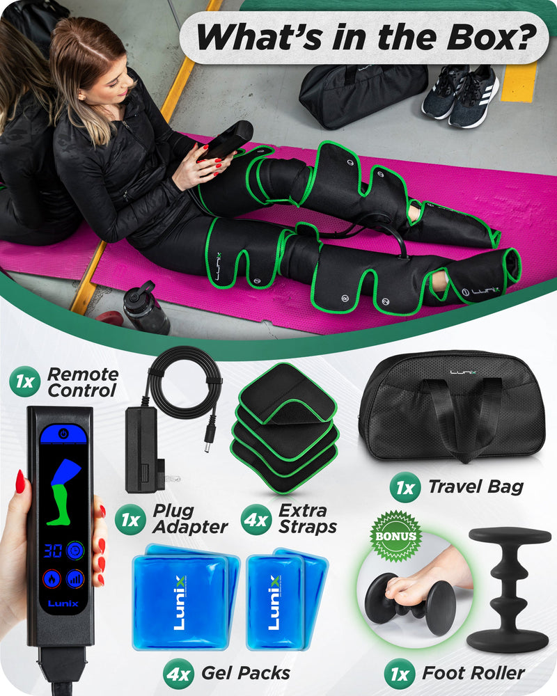 Load image into Gallery viewer, Lunix - LX10 FULL LEG COMPRESSION MASSAGER WITH HOT/COLD PACK - GREEN - UPGRADED
