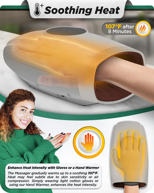 Lunix - LX7 LCD Touchscreen Hand Massager with Heated Air Compression (Cloud Gray)