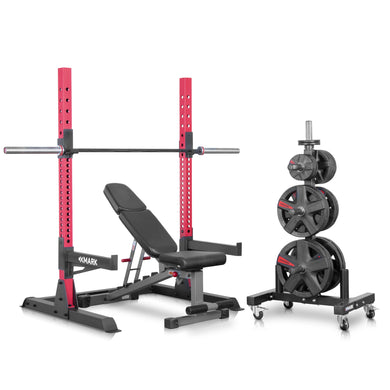 XMARK - Squat Rack Home Gym Package with Bench & Weights