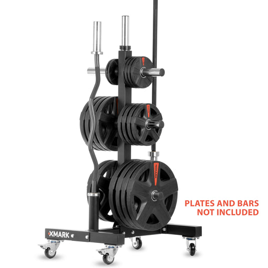 XMARK - Commercial Olympic Weight Plate Tree on Castors with Dual Bar Holders