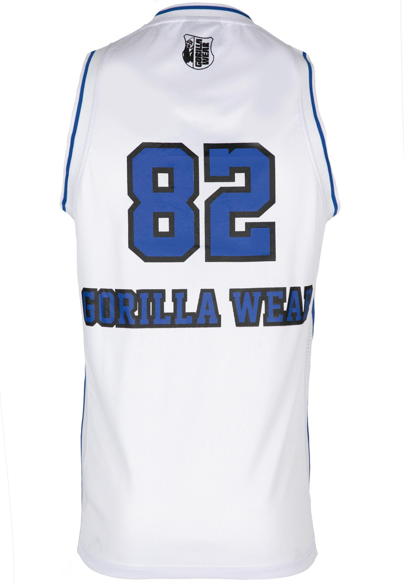 Load image into Gallery viewer, Gorilla Wear - San Mateo Jersey Tank Top - White/Blue
